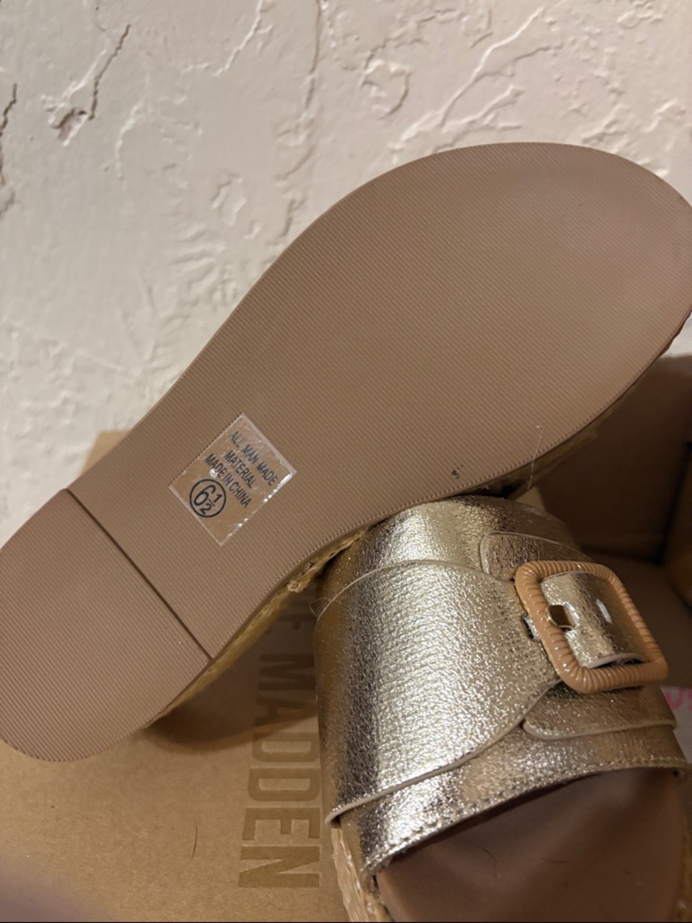 Soda Metallic Gold Buckle Slide Mules